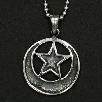 Preview: Sterling Silber Anhänger Mondpentagramm Ø 21 mm